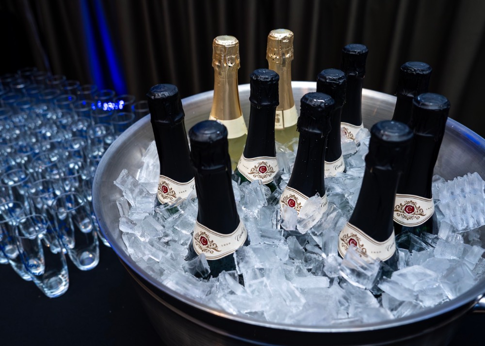 Drinks chilled in ice